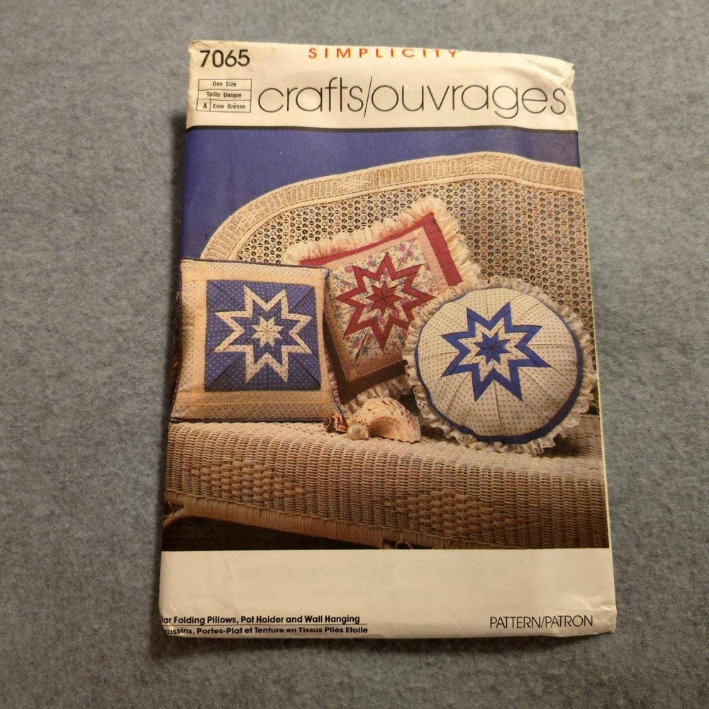FOLDED STAR Block Pillow, Pot Holder Simplicity 7065 UNCUT Sewing Pattern‎ 1985